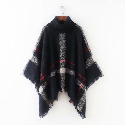 China Custom Verified High Quality Mixed Color OEM Knitted Shawl Poncho for sale