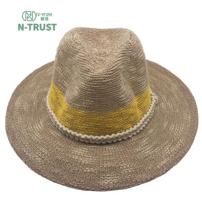 China Men's and Women's Summer Straw Hat Paper Weave Chenille Straw Hat Beach Sun Striped Unisex Outdoor Hat for sale