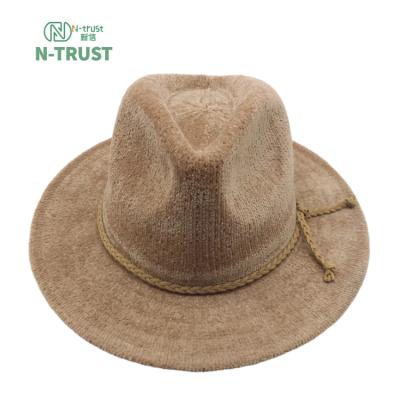 China Striped Chenille Fashion Jazz Panama Hat For Men And Women for sale