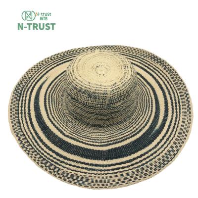 China Wholesale Fashion Character Straw Sun Visor Hat Large Brim Summer Wide Brim Hats For Women for sale