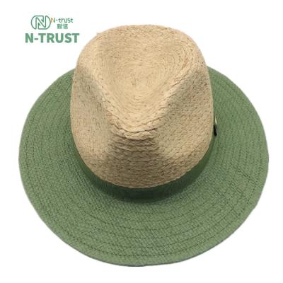 China Fashion Striped Jazz Straw Sunshade Sunshade Beach Vacation Beach Panama Straw Hat Summer Top Hat For Women Men for sale