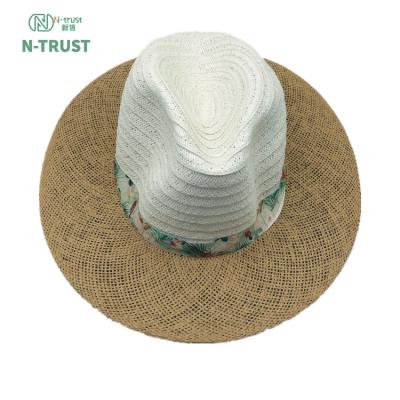 China Fashion Striped Jazz Straw Sunshade Sunshade Beach Vacation Beach Panama Straw Hat Summer Top Hat For Women Men for sale