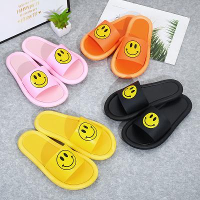 China Cartoon PVC Women Flat Slippers Smile Home Slippers Summer Sandals Slides Women Shoes Flip Flops Sandalias for sale