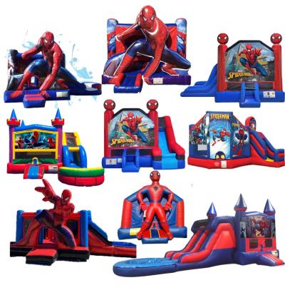 China 2022 Outdoor Entertainment Fashion Castle Qonflabl Spiderman Inflatable Bouncer House With Pool for sale