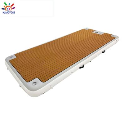 China Other 8.2ft x 5ft x 8in CE PROMOTION EVA Teak Drop Stitch Water Pontoon Deck Raft Yacht Inflatable Island Marine Floating Dock for sale