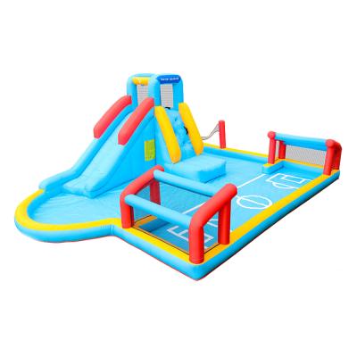 China PVC Water Spray Slide Indoor and Outdoor Inflatable Slide Children's Paradise Castle Football Inflatable Jumpsuit for sale