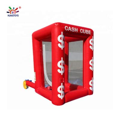 China PVC money catching booth in inflatable cash grabbing cube machine for sale, cash grabbing machine for sale