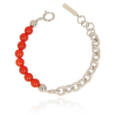 China New Women's Spring 22 Gold Plated Copper Plated Wire Chain Red Agate Patchwork Bracelet for sale