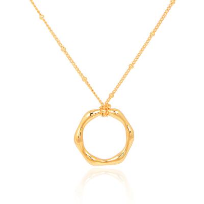 China Personality Ring Pendant Necklace Short Woman Genuine Copper Plating 18K Gold Irregular Clavicle Chain For Women for sale