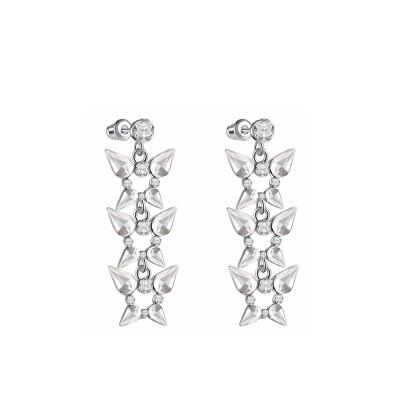 China Woman Shadow Butterfly Same Long Eardrop 925 Diamond Abstract Earrings For Women Silver for sale