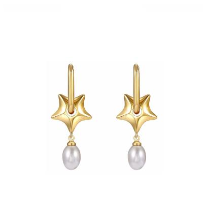 China Woman The 2022 New Gold Plated Pearl Star Detachable Dangling Earrings For Sale for sale