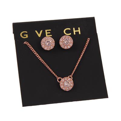 China CLASSIC Fashion Jewelry Real Round Rose Gold Inlaid Austrian Rhinestone Brass Electroplating Simple Women's Earri Short Necklace for sale