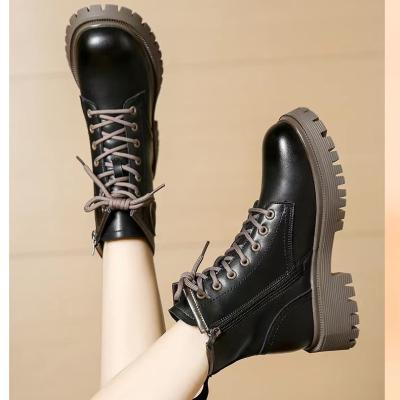 China Customized Breathable High Top Leather Boots Anti-skid Ankle Boots Comfortable Women Nude Boots for sale