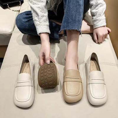 China Colorful Pu Spring Fiber Breathable Micro Leather Shoe Women's Non-slip Casual Flat Shoes for sale