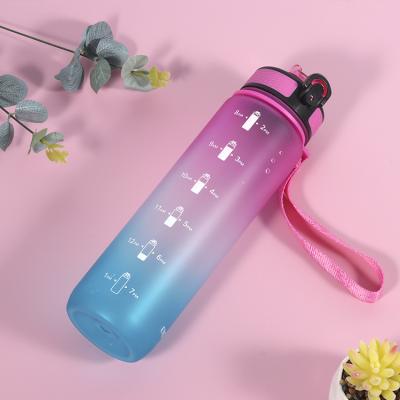 China High Quality Viable Water Bottle 32oz Professional Gym Gradient Plastic Water Bottle With Time Manufacturer for sale