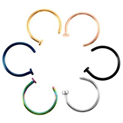 China Fashion Bomei Jewelry Stainless Steel Nose Ring Piercing Hypoallergenic U-Piercing Ring Nostril Labret Ring Nose Circle Piercing for sale