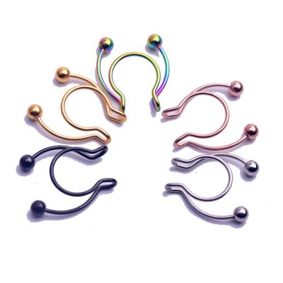 China New Nose Ring Fashion Bomei Jewelry U Shaped Nose Ring Jewelry Piercing Jewelry Clip Surgical Stainless Steel Fake septum for sale