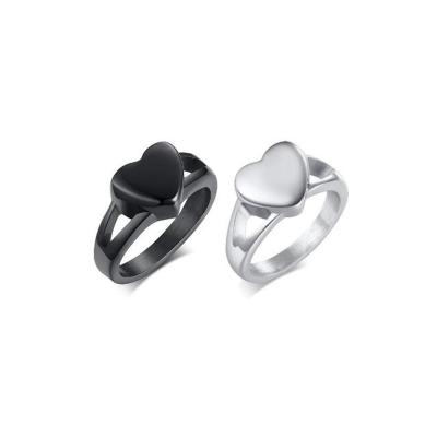 China Fashion Keepsake Ring Jewelry Heart Design Blank Stainless Steel Stainless Steel Cremation Urn Ring For Ashes for sale