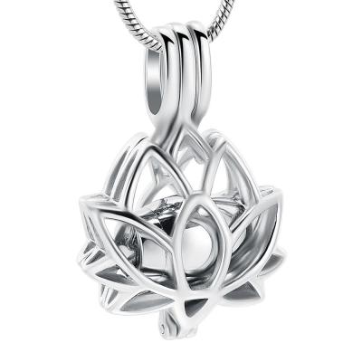 China Fashionable Cremation Urn Ball Lotus Flower Jewelry Cremation Necklace Urn Pendant Necklace For Human/Pet Ashes for sale