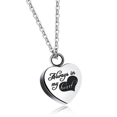 China Fashion Wholesale Forever In My Heart Cremation Jewelry 316L Stainless Steel Memorial Urn Jewelry Necklace for sale