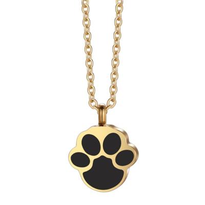 China Fashionable Cremation Urn Stainless Steel Pendants Necklace Stainless Steel Paw Jewelry Keepsake Pet Pendant Necklace For Ashes for sale