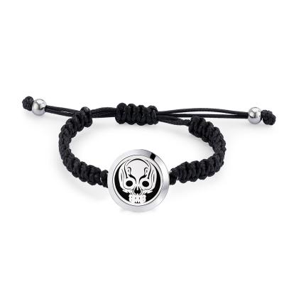 China Fashion Adjustable Aromatherapy Diffuser Bracelets Jewelry Skull Design Essential Oil Rope Diffuser Bracelet for sale