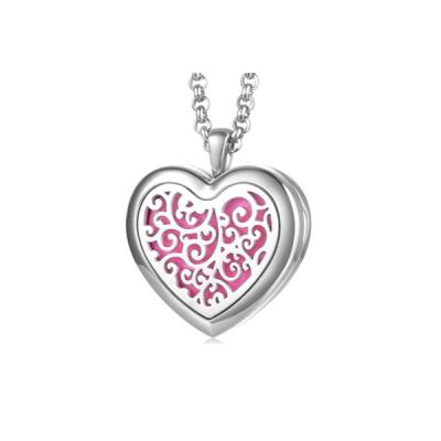 China Wholesale 316L Stainless Steel Aromatherapy Heart Shaped Diffuser Stainless Steel Pendant Necklace for sale