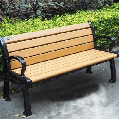 China UV-Resistant Patio Street Furniture Recycled Plastic Wood Long Garden Outdoor Bench With Cast Aluminum Legs for sale