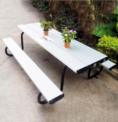 China wholesale new products appearance aluminum alloy patio furniture park furniture UV-resistant modern outdoor metal dining table picnic table with bench for sale