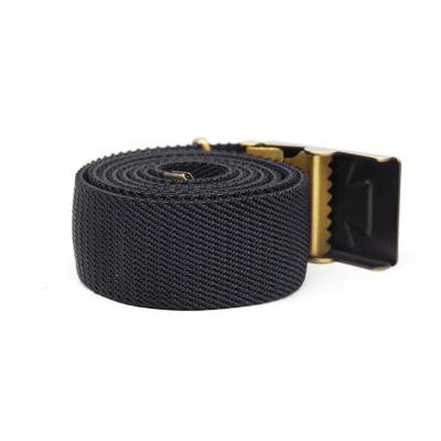 China High tenacity custom logo supply cotton nylon pilot heavy duty embossed military elastic belt with brass buckle for sale