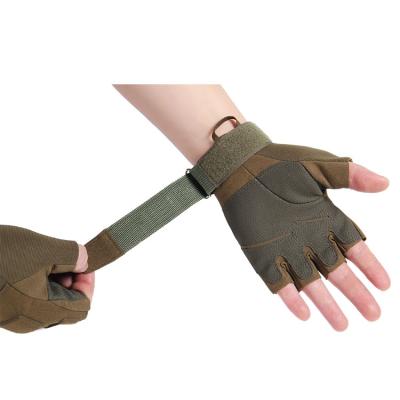 China Brown Durable Custom Half-Finger Training Protective Glove Military Anti-stab Military Tactical Gloves for sale