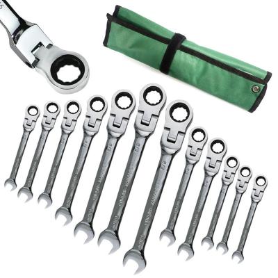 China Bendable ALLOY Head Ratchet Wrench Set Automobile Repair Tools And Kits Gear Wrench Set for sale