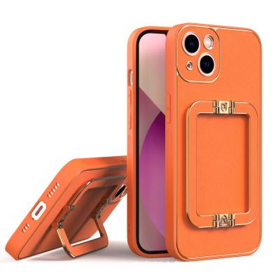 China 2022 new artificial leather shockproof pure color simple fashion mobile phone housings can rotate broke mobile phone holder dustproof for sale