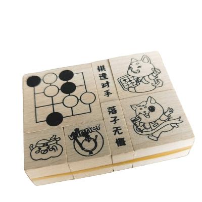 China Cheap Interesting Wooden Stamp Holiday Stamp Factory Direct Sales Fashion Desktop Self-Inking Stamps Children's Wooden Play Stamps for sale