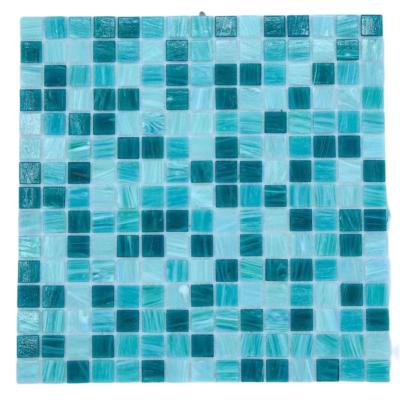 China Deedgreat Modern Hot Selling Blue Color Glass Mosaic Tiles Blue Beaded Swimming Pool Mosaic Swimming Pool Outdoor Iridescent Glass Tile for sale