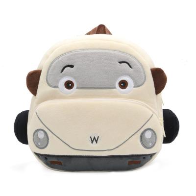 China Lightweight Cute Kids Backpack Boy Girl Beetle Car Cartoon Plush Toy Bag Plush Toy School Bag for sale