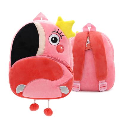 China Light Cute Flamingo Animal Children's Backpack Boy Girl Plush Backpack Cartoon Children's Backpack for sale