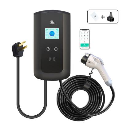 China Screen Display EV Charger Level 2 NEMA 14-50 240V 13 Plug To 40Amp RFID Car Charging Station Board/Indoor/Outdoor EVSE App Control For Car from ev for sale