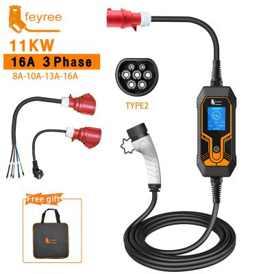 China Feyree EV Charger Portable Type2 5M Cable 11KW 16A 3 Phase EVSE Box Electric Car Charging Charger EEC Plug for Electric Vehicle 3.5KW /7KW for sale