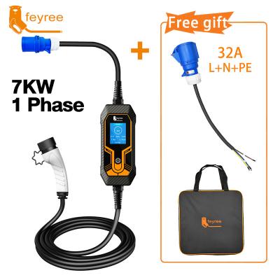 China feyree EV Charger Wallbox Type2 7KW 32A 1Phase 5m Cable Portable EEC Socket EVSE Charging Box For Electric Vehicle Car Charger 3.5KW /7KW for sale