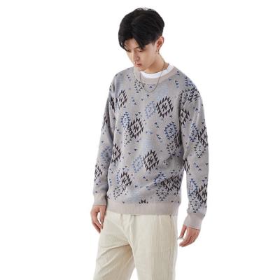 China Autumn New Men 2021 Breathable Customized Jacquard Rhombic Sweater Pattern Casual Round Neck Sweater for sale