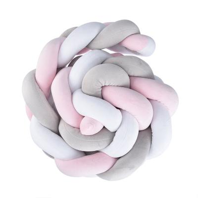 China EUROPEAN Braided Baby Crib Bumpers Knot Baby Bed Pillow PP Cotton Crib Cushion Protector for sale