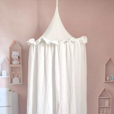 China 100% Muslin Premium Cotton Folded Hanging Canopy With Tendrils Recess Canopy For Kids Room for sale