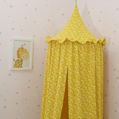 China 100% Premium Folded Muslin Cotton Sheet Pattern Printed Fabric Hanging Tent With Tendrils Kids Room Bed Canopy Canopy for sale