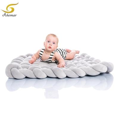 China Toy Baby Knot Plush Handmade Cotton Square Nursery Blanket Decor Floor Pillow Soft Activity Play Mat For Kids for sale