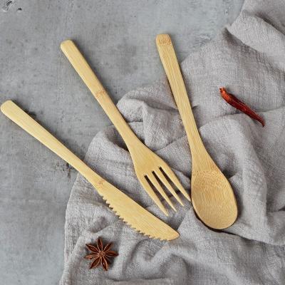 China Sustainable Chinese Factory Price Bamboo All Natural Portable Cutlery Set Knife Folk Spoon for sale