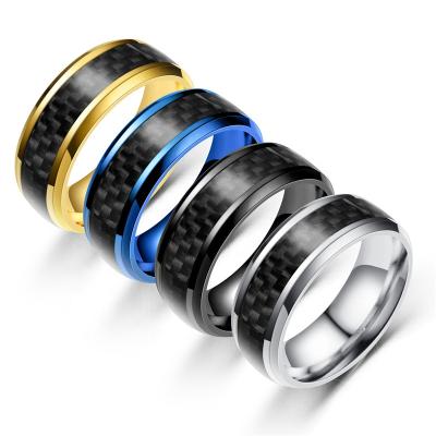 China High Quality Environmental Friendly Jewelry 361L Stainless Steel Carbon Fiber Gold Rings For Men Fashion Hip Hop Mens Rings for sale