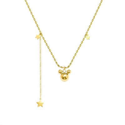 China Cute Environmental Friendly Stainless Steel Tassel Fashion Jewelry Set 18K Gold Mickey Mouse Charm Necklace Star Necklace for sale