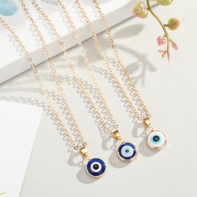 China Environmentally Friendly Gold Plated Turkish Devil's Eyes Necklace Vintage Blue Evil Eyes Pendant Necklace For Women for sale