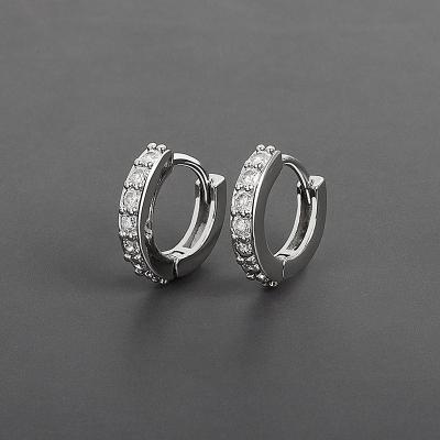 China Wholesale Trendy Fashion Diamond Zircon Huggie Circle Hoop Earrings Jewelry Silver Plated For Women for sale